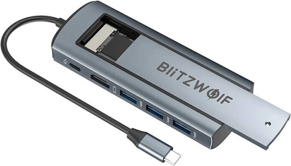 BlitzWolf-adapter met USB‑C-hub voor uitbreiden van connectiviteit