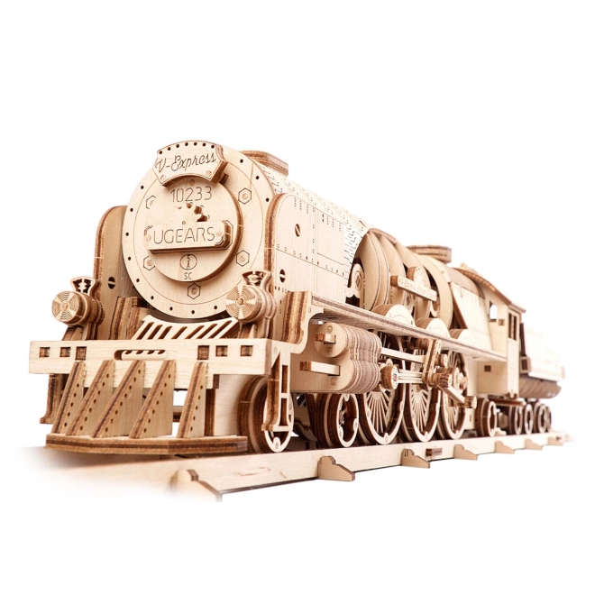 Ugears 3D puzzel - Locomotief V-express met wagon 538 delen