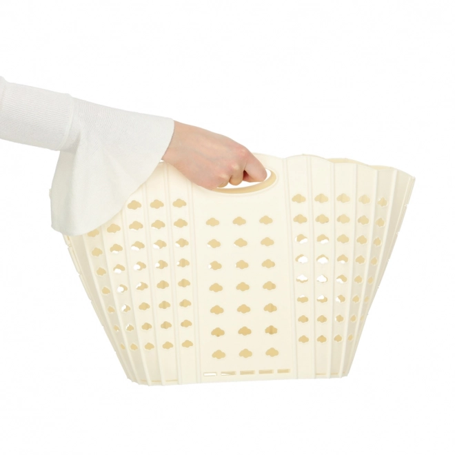 Opvouwbare crèmekleurige wasmand