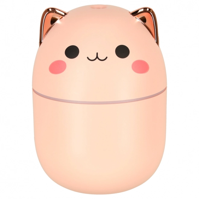 Roze luchtbevochtiger en olie diffuser in de vorm van een kat