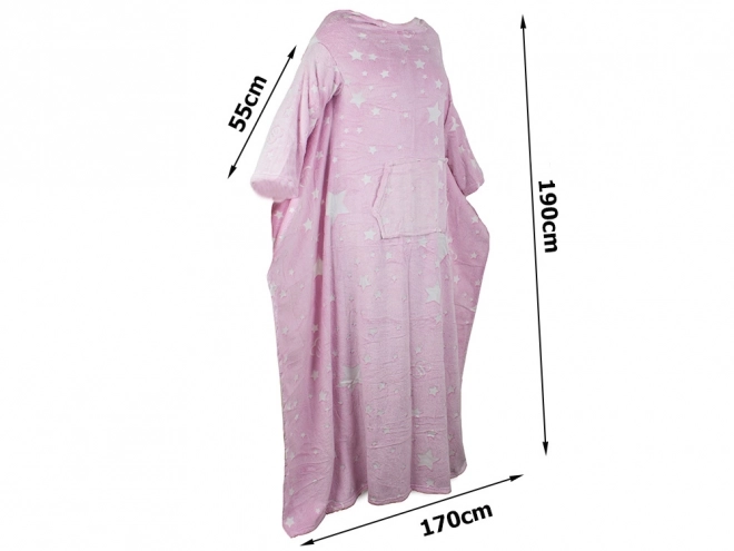 Deken met mouwen fleece warme hoodie neon – roze