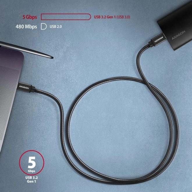 Kabel USB-C naar USB-C 3m, Power Delivery 60W, flexibele gevlochten