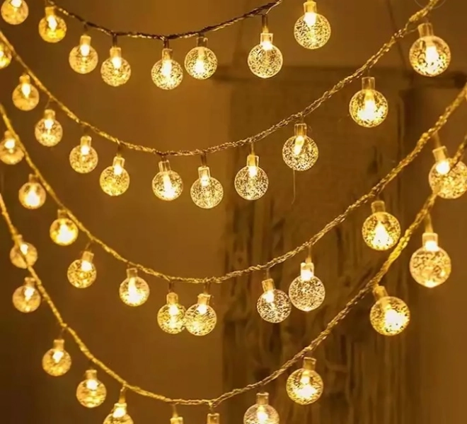 Kerstverlichting bollen 100 LED, warm wit, 10m