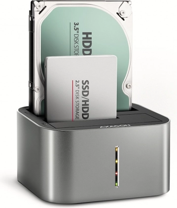 USB‑C 5 Gb/s dockingstation voor 2× SATA 2.5"/3.5" SSD/HDD met kloonfunctie