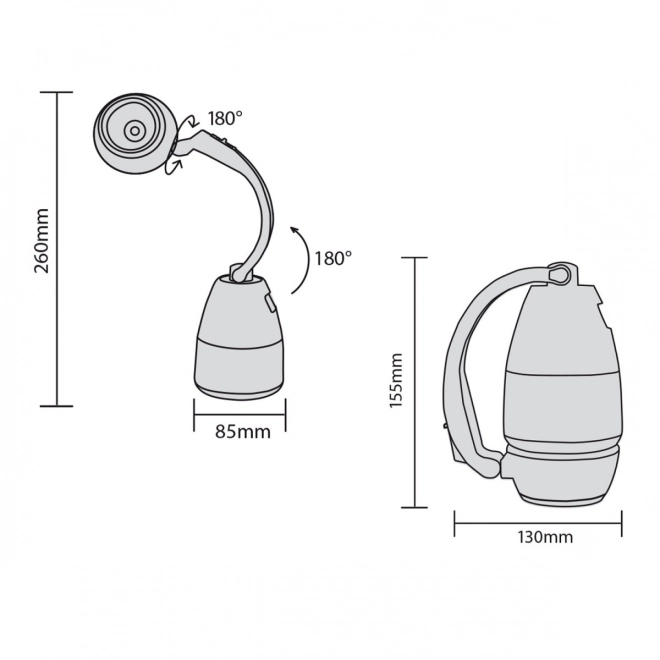 Multifunctionele LED-lamp met functies als zaklamp, kampeerlamp en tafellamp