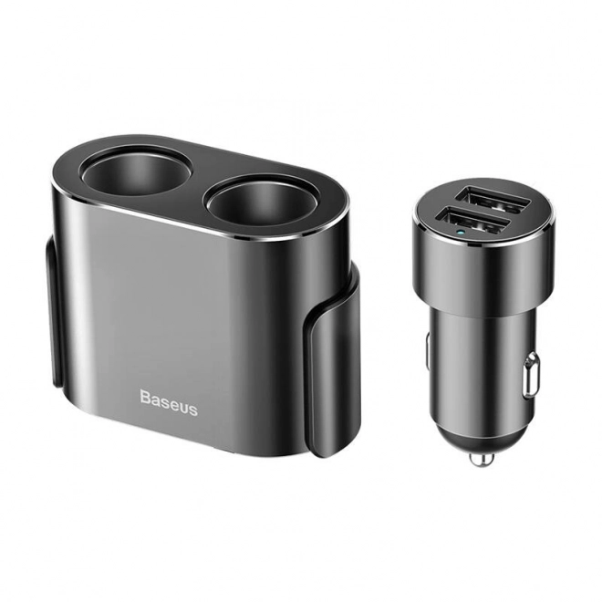 Sigarettenaanstekeraansluiting met splitter 2xUSB 3,1A 100W - zwart