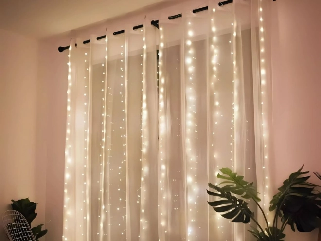 Kerstlichtgordijn 300 LED warm wit USB