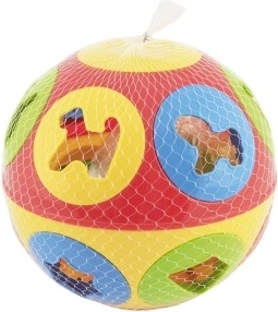 Vormbal plastic diameter 13cm 2 kleuren in netje 12m+