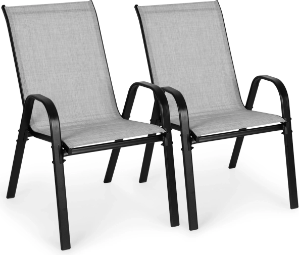 Set van 2 tuinstoelen voor terras en balkon, lichtgrijs MULTIGARDEN