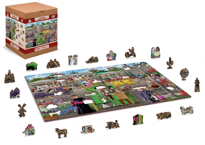 Houten puzzel met figuren - Parijse plein in Berlijn