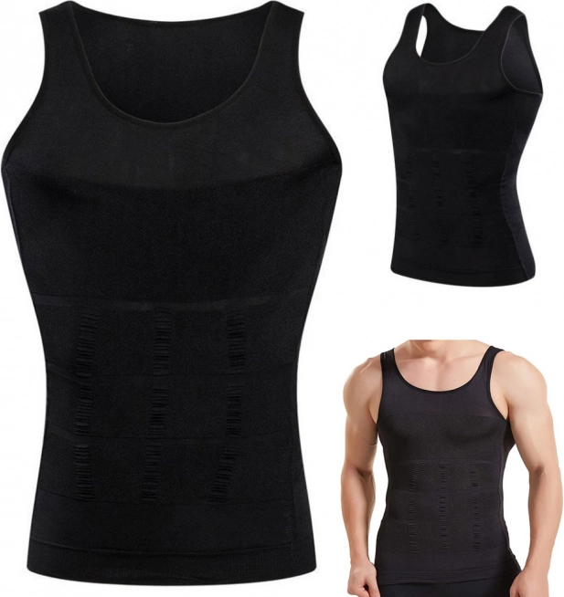 Heren corrigerend slim hemd, zwart L
