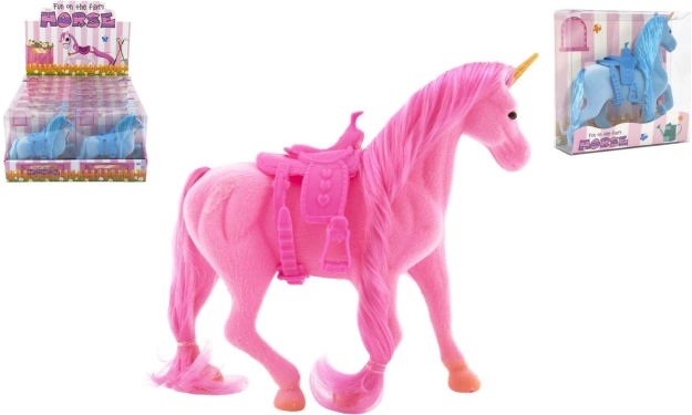Eenhoorn pluchen paard met zadel 21 cm – 3 kleuren