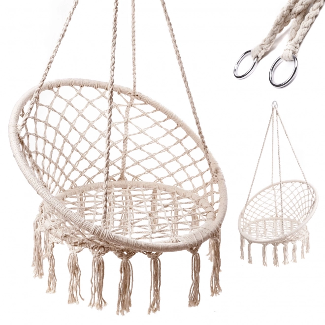Schommelstoel ooievaarsnest met rugleuning ecru 80cm