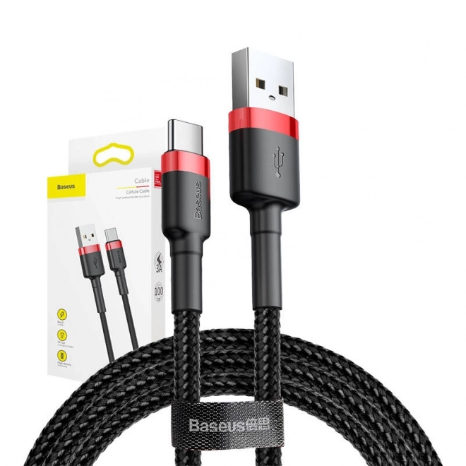 USB-C kabel Baseus Cafule 3A 1m rood-zwart