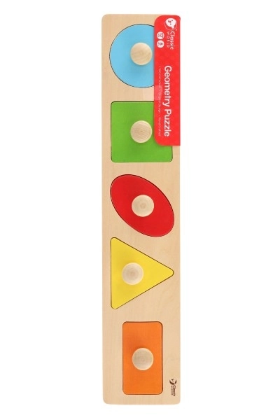 Houten inzetpuzzel geometrische vormen - 5 delen