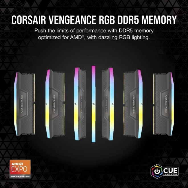 Geheugen DDR5 Vengeance RGB 48GB/6000 CL30 met AMD EXPO en Intel XMP