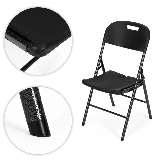 Set van 2 opvouwbare stoelen ModernHome, metalen constructie, HDPE, zwart