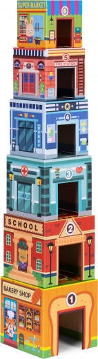 Interactieve gebouwen met de nummers 1–6