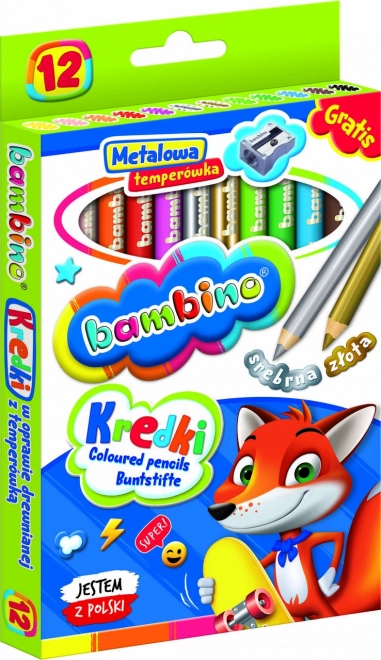 Kleurenpotloden met slijper Bambino - 12 stuks