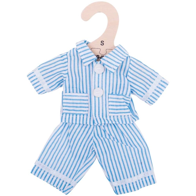 Gestreepte pyjama met kledinghanger voor poppen van 28 cm