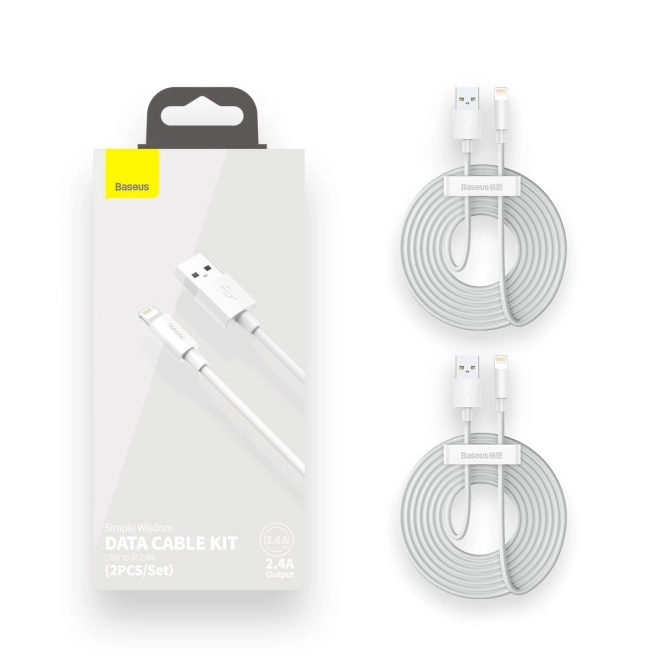 Set van USB naar Lightning Baseus Simple Wisdom datakabels