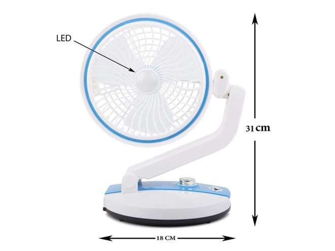 Draagbare opvouwbare ventilator met LED-verlichting en USB-opladen