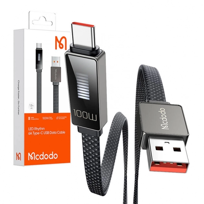 Kabel Mcdodo CA-4980 USB naar USB-C met display 1,2 m (zwart)