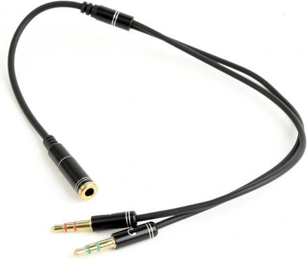 Audio-adapter 4‑pins naar 2× 3,5 mm minijack, 0,2 m