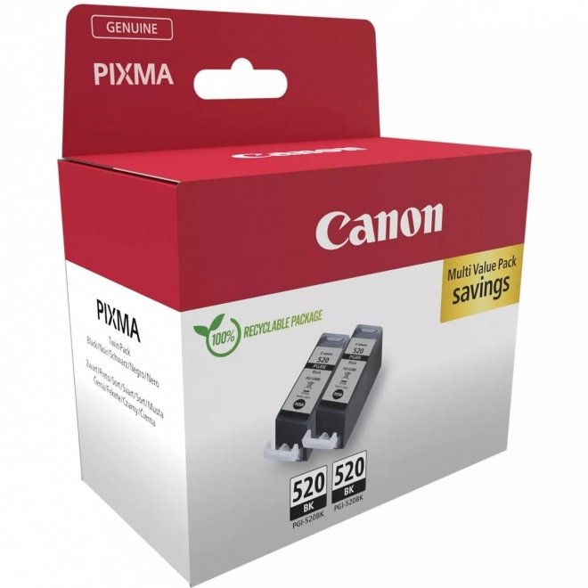 Zwart pigmentinkt PGI-520 duoverpakking