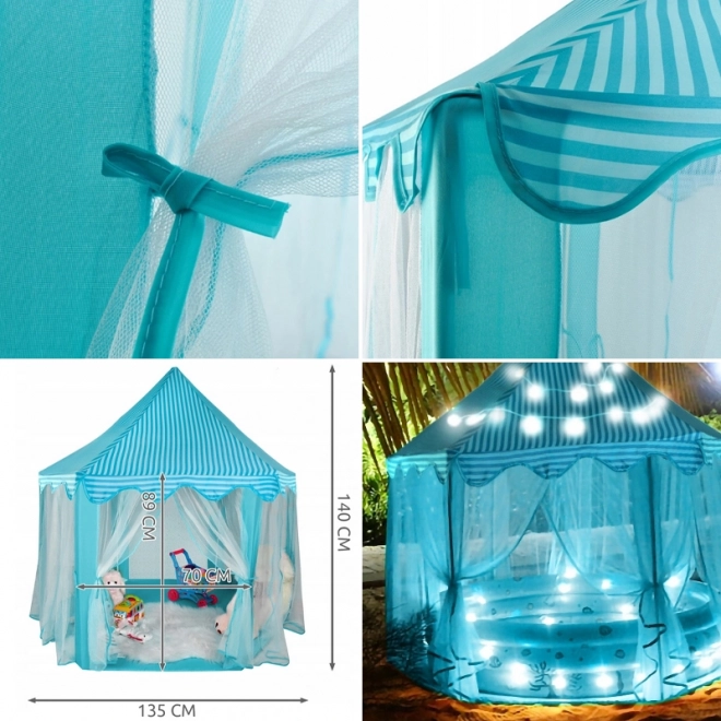 Hexagonale kinder tent voor binnen- en buitengebruik - blauw