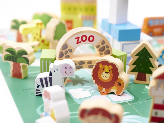 Houten educatieve stedenbouwkundige puzzel 120 stukjes