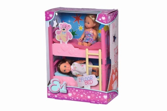 Roze stapelbed met ladder