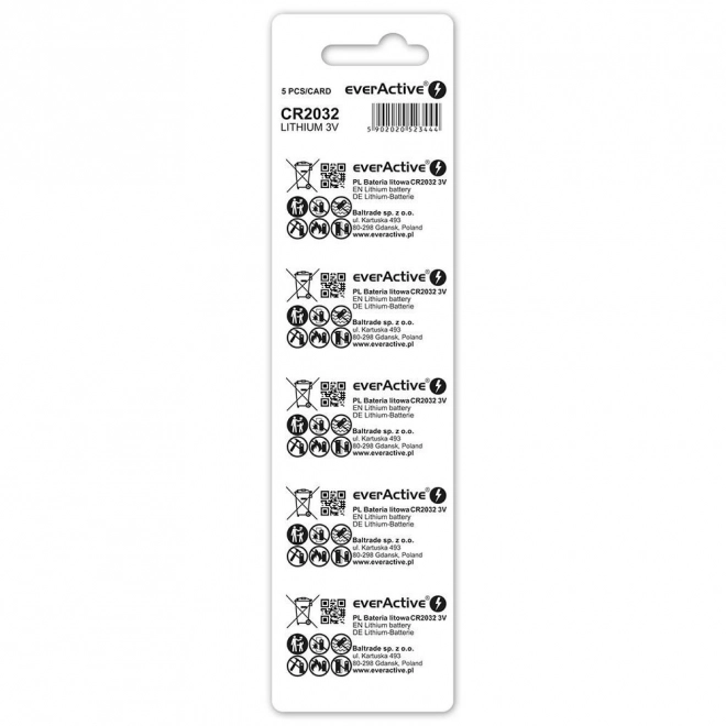 Lithiumbatterij CR2032 3V Blister 5 stuks