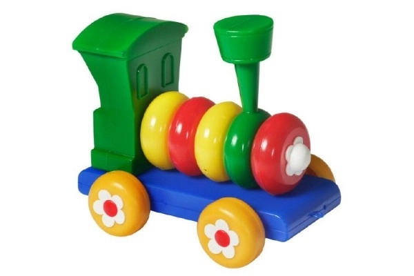 gekleurde plastic trein voor kinderen met ringen