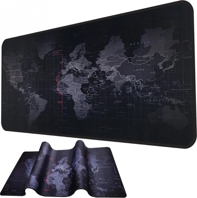 Grote gaming- en kantoormuismat met wereldkaart 90 × 40 cm
