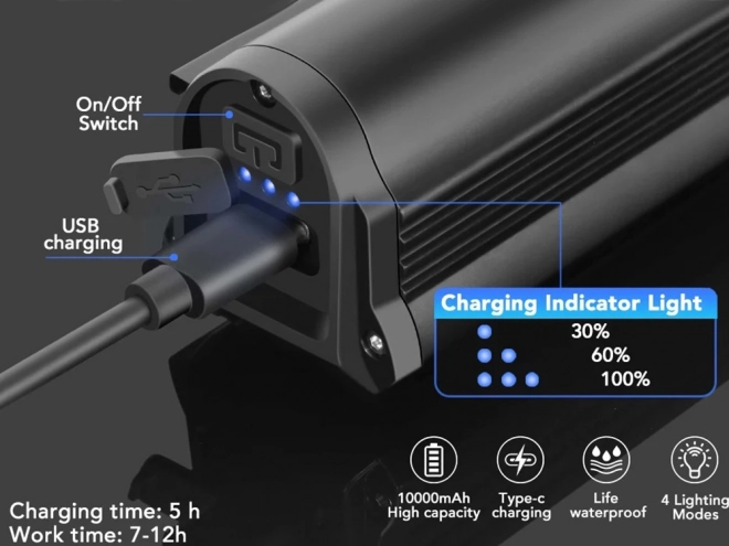 Set LED-fietslampen met USB-oplading