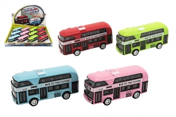 Dubbeldekker bus metaal/plastic op frictiemotor 9,5cm