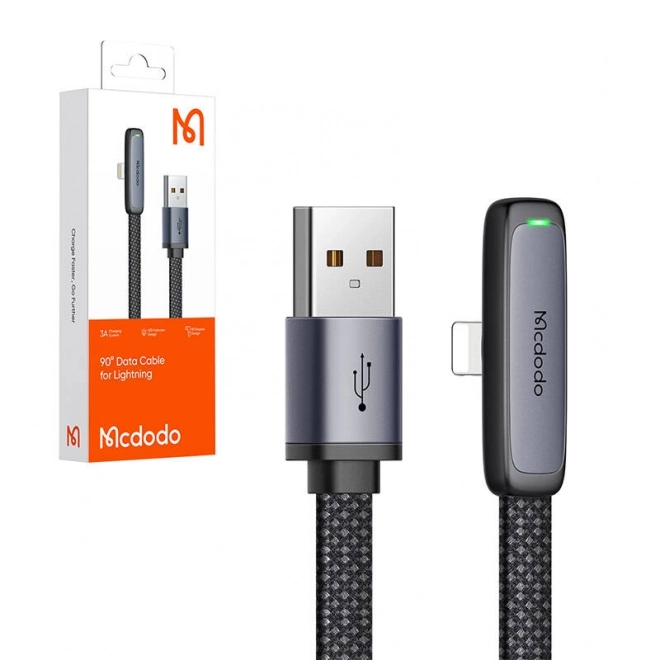 Mcdodo CA-2791 Schuine USB naar bliksemkabel, 1,8 m (zwart)