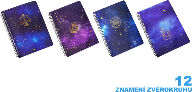 Notitieboek spiraal gelinieerd 18x25 cm, 80 pagina's - Zodiac – Weegschaal