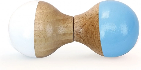 Houten rammelaar wit-blauw