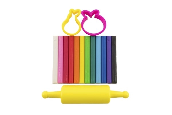 Modeline/Plasticine NARA 100g 12st met 2 uitstekers en een roller op kaart 18,5x26cm