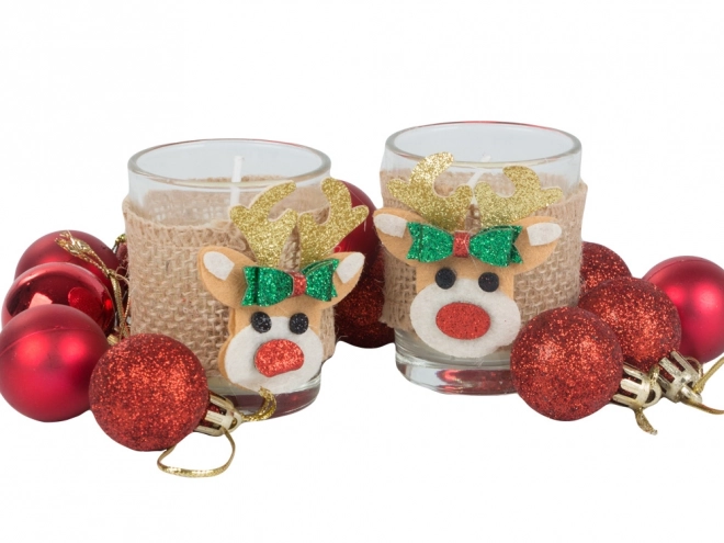 Geurkaarsen in glas met rendiermotief, set van 2 stuks