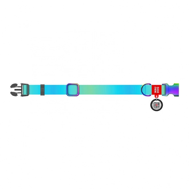 Nylon halsband met QR-code, Waudog gradient, blauw, maat XL