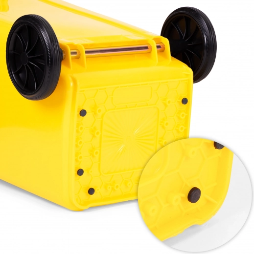 Rubberen wielen op metalen as