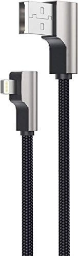 Aukey CB-AL01 Lightning–USB‑A kabel 2 m met 90° hoek, MFi, zwarte nylon