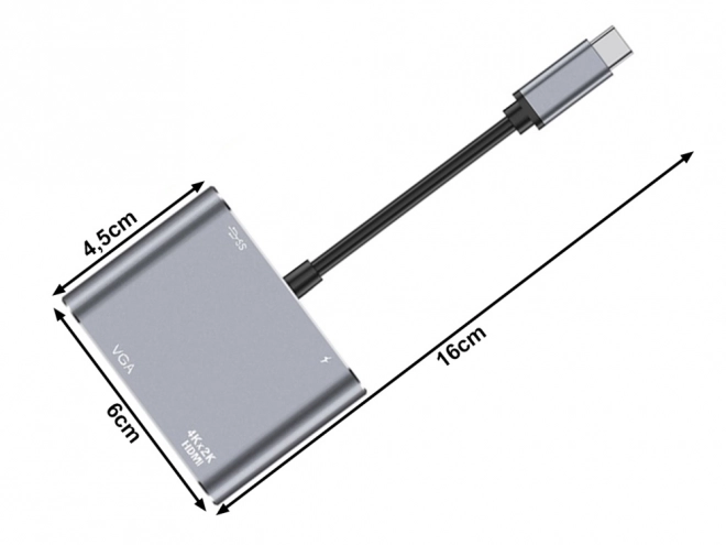 Adapter USB-C HDMI 4K VGA Hub met Power Delivery