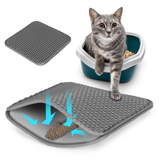 Grijze tweelagige mat voor katten