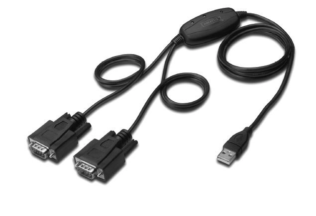 USB 2.0 adapter naar 2x RS232 (DB9) met USB A M kabel / V lengte 1,5m