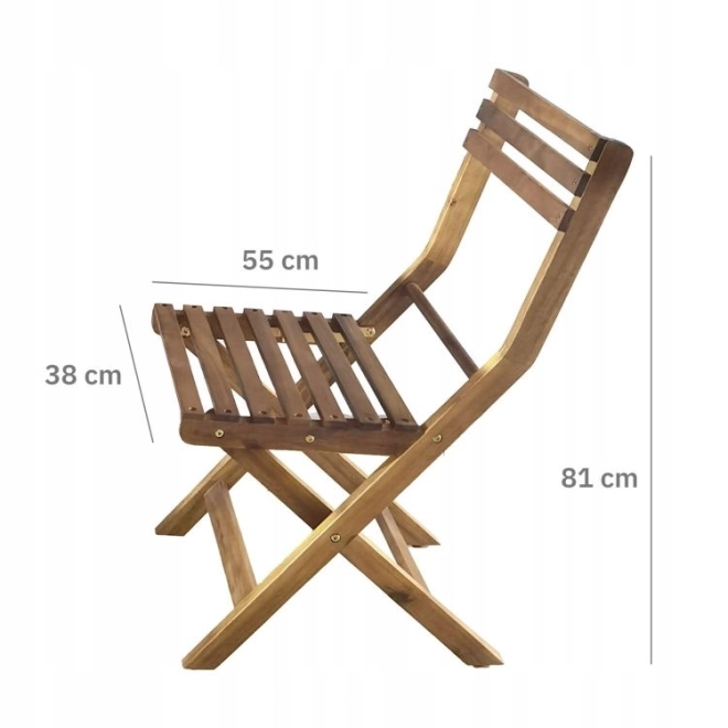 Houten tuinmeubelset van acaciahout – tafel en 2 stoelen