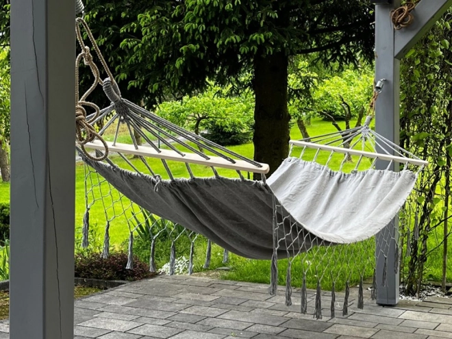 Tuin hangmat XL met houten spreidstokken